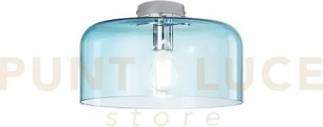 Plafoniera gibus turchese 1 luce attacco e27 30x30x23cm in vetro so...