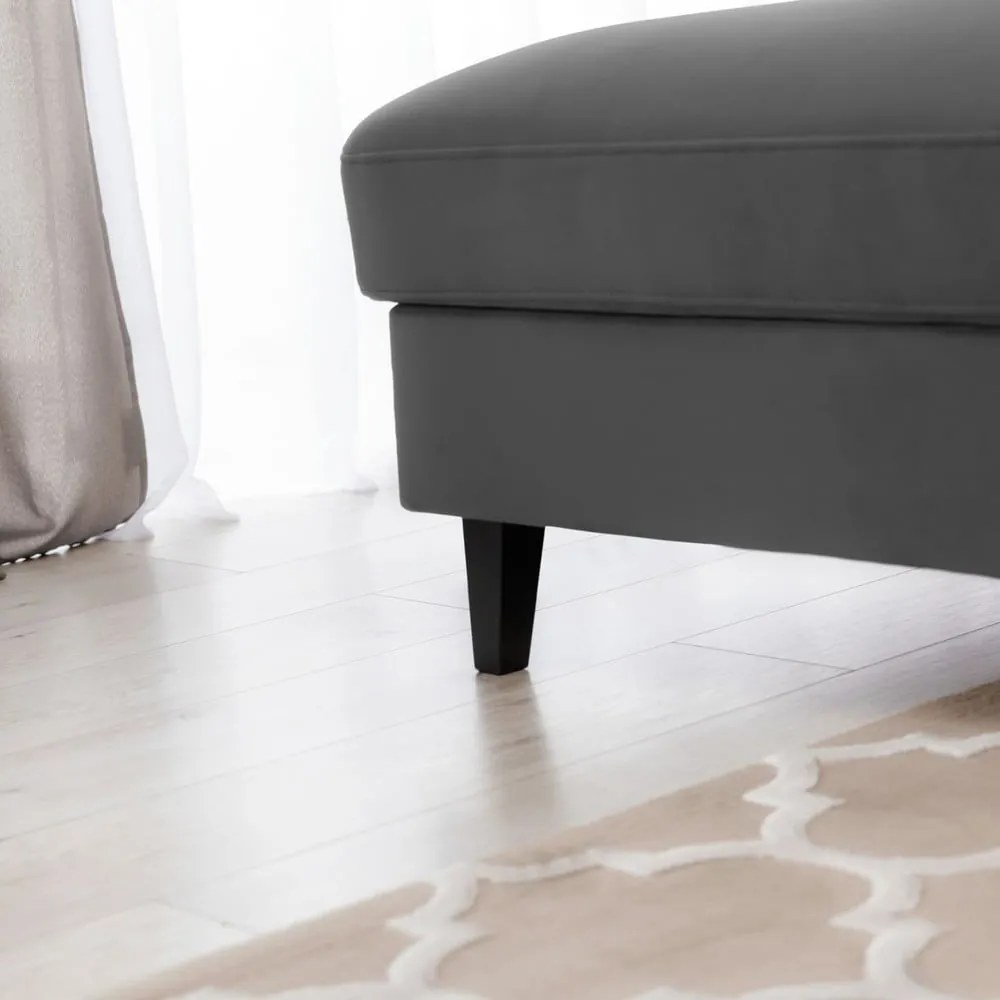 Divano angolare grigio scuro allungabile/con contenitore (con penisola a sinistra/con chaise lounge) e rivestimento in velluto Foble – ELTAP