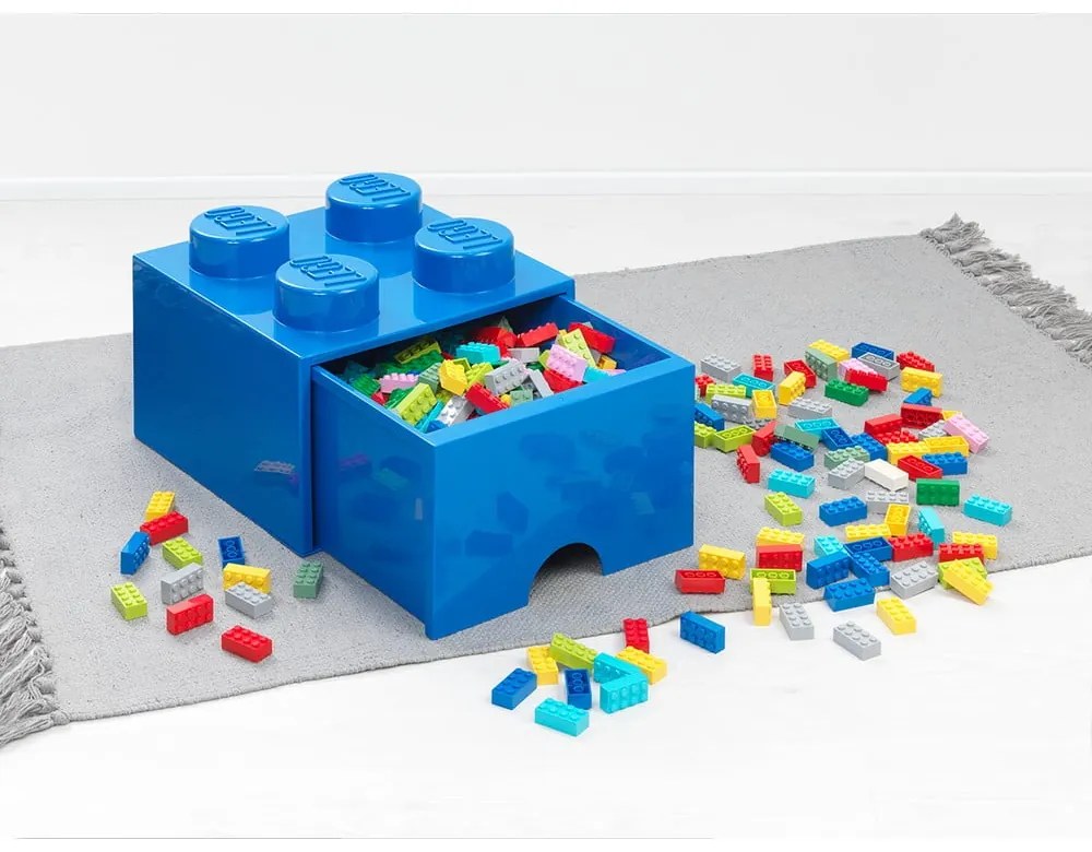 Scatola da tavolo blu con cassetto , 15 x 16 cm - LEGO®