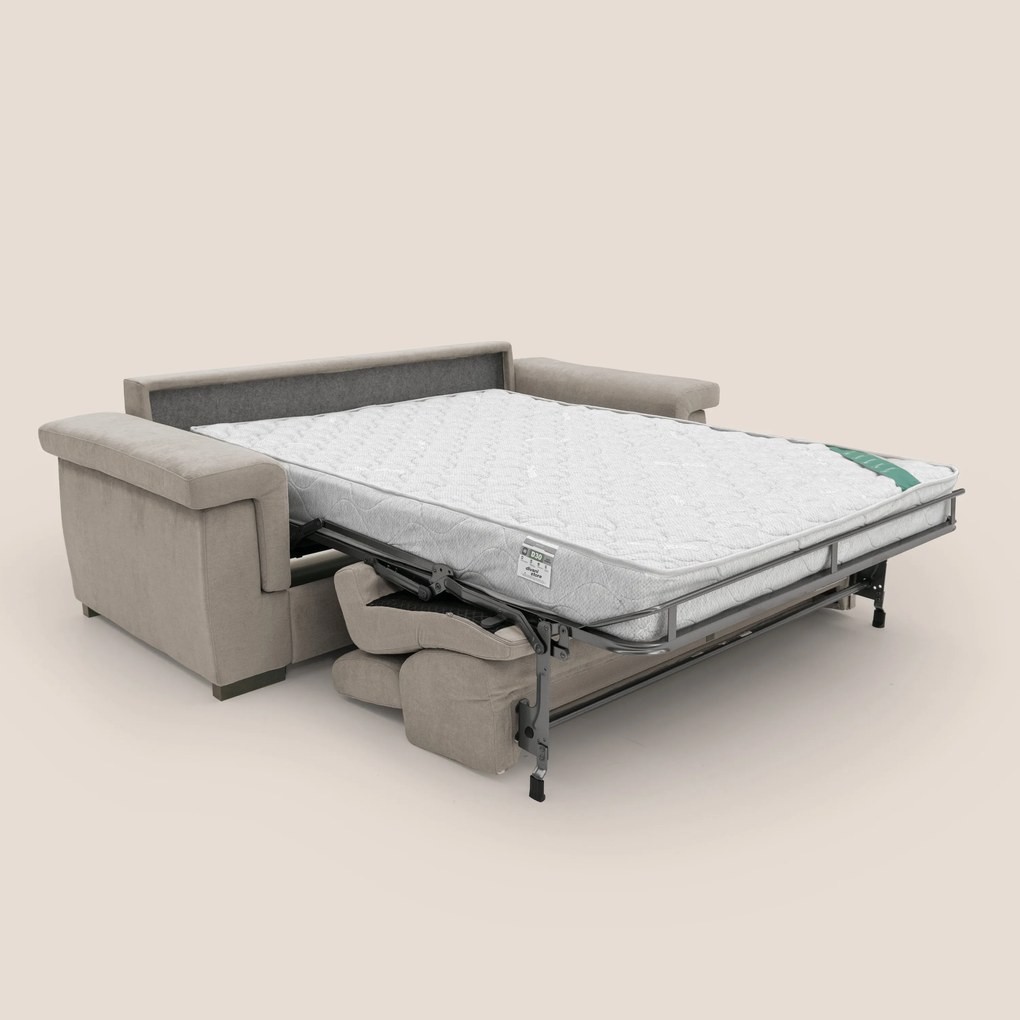 Bjorn divano letto sfoderabile con materasso H18 cm e poggiatesta reclinabili in tessuto impermeabile T02 beige