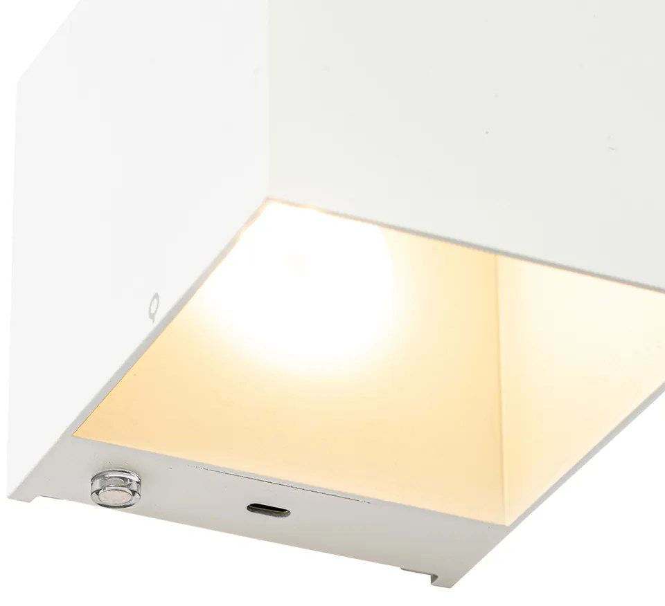 Set di 2 applique bianche con dimmer ricaricabile - Joris