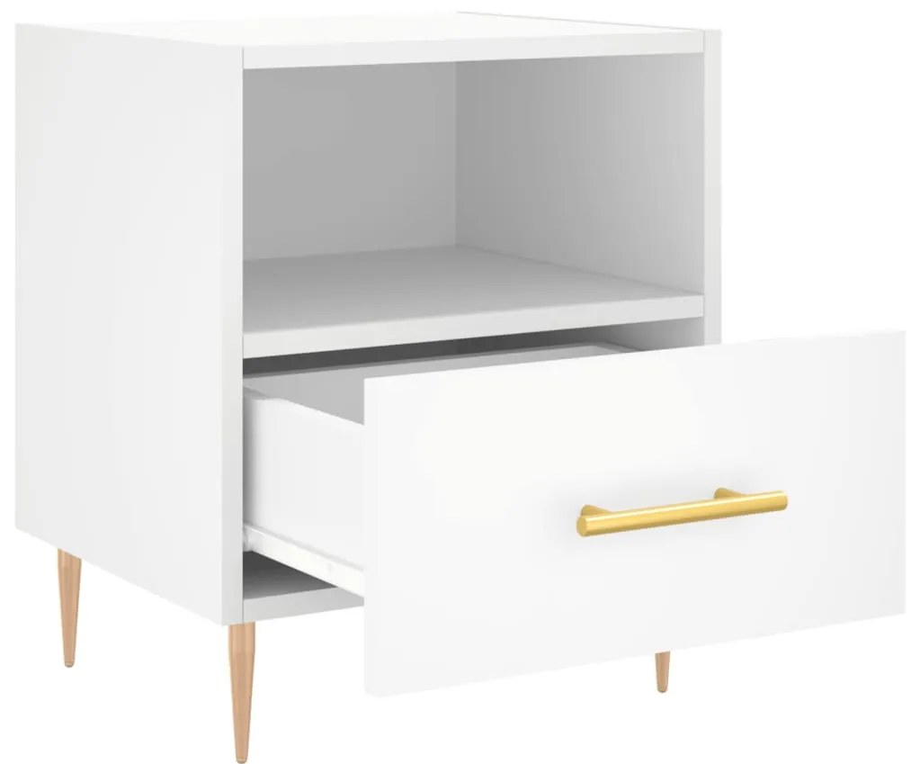 Comodini 2 pz Bianchi 40x35x47,5 cm in Legno Multistrato