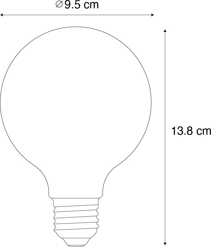 Set di 5 Lampadine LED E27 G95 Filamento Trasparente 3.8W 806 lm 3000K