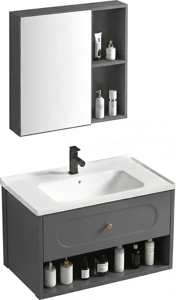 Set di mobili da bagno con lavabo River 60cm Grey