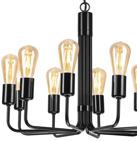 Lampadario a sospensione con catena 10xE27/60W/230V nero