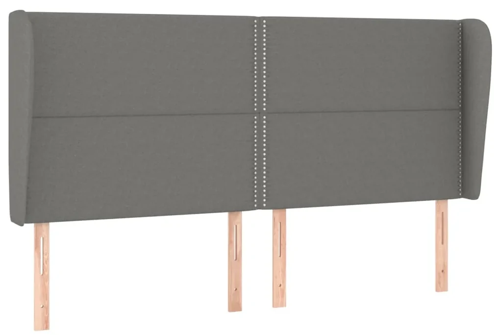 Testiera ad orecchio grigioscuro 203x23x118/128cm in tessuto