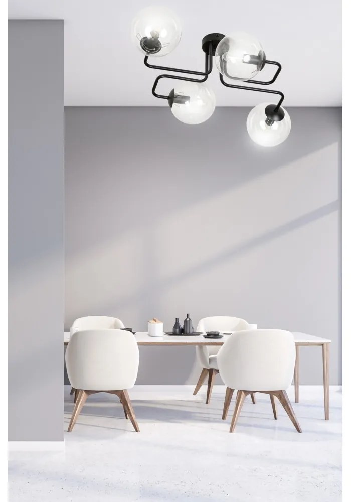 Lampadario da Soffitto BRENDI 4 in acciaio e vetro 4xE14 Colore delle Sfere Trasparente