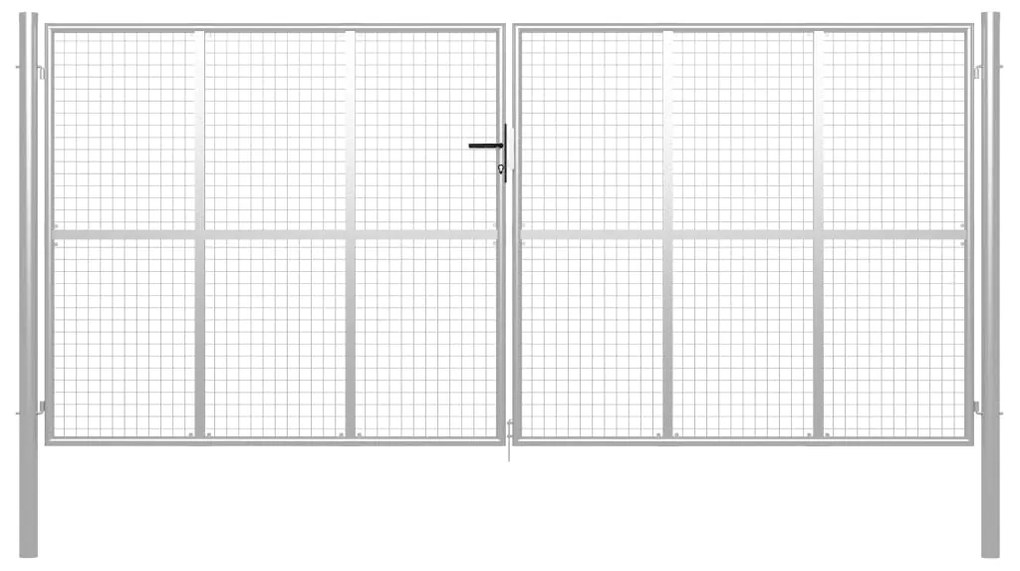 Cancello Per Giardino İn Acciaio Zincato 415x225 Cm Argento /