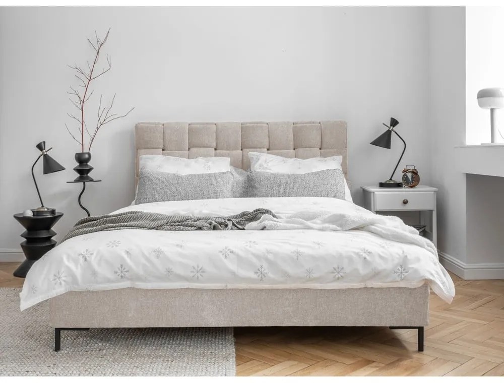 Letto matrimoniale imbottito beige con rete inclusa 140x200 cm Eve – Miuform