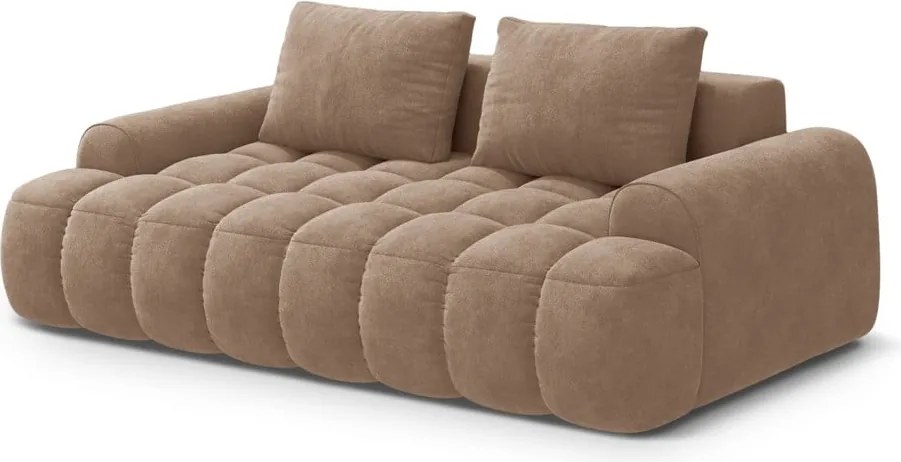 Divano marrone chiaro con rivestimento in velluto 200 cm Linz – Cosmopolitan Design