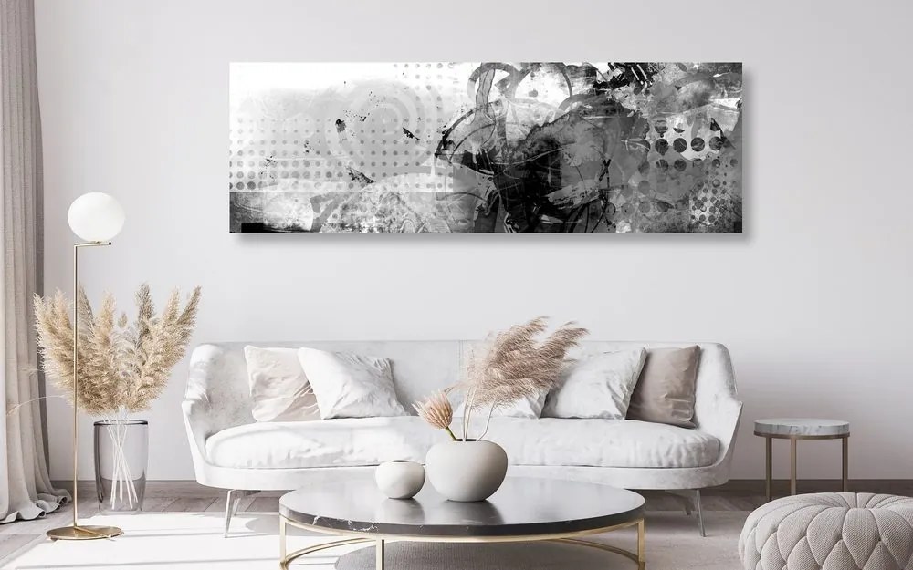Quadro su tela – Pittura grafica in bianco e nero