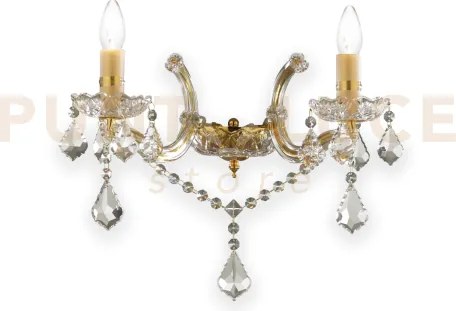 Florian applique a parete oro cristallo molato e vetro 2 luci attac...