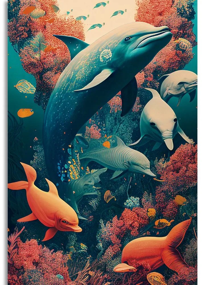 Stampa su tela – Delfini surrealisti