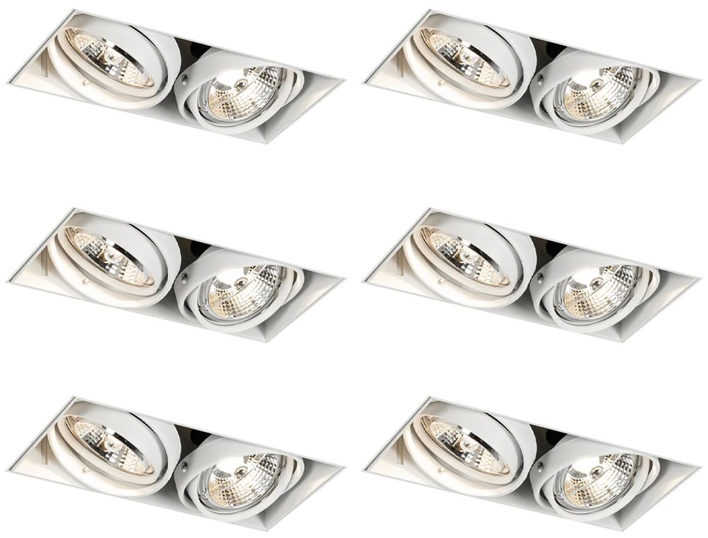 Set di 6 faretti da incasso bianchi GU10 50mm 2-luci senza cornice - Oneon