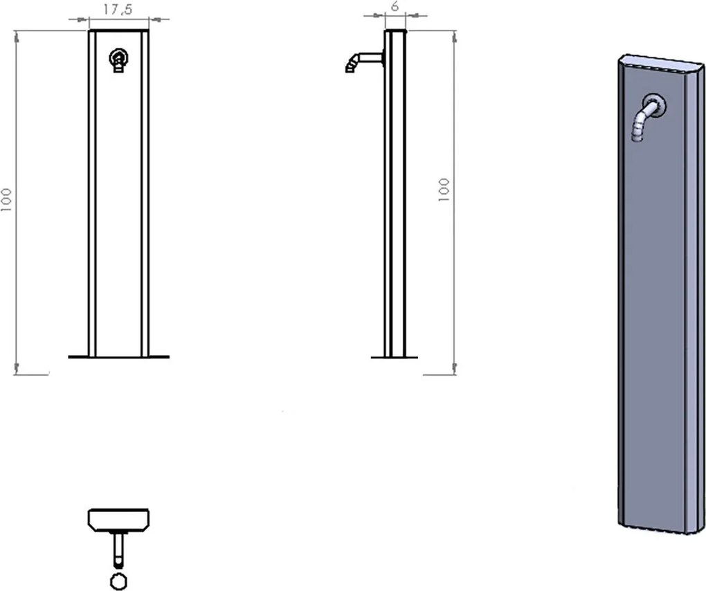 Fontana da Giardino Design a Colonna Ovale Rubinetto in Ottone Senza Base Antracite...