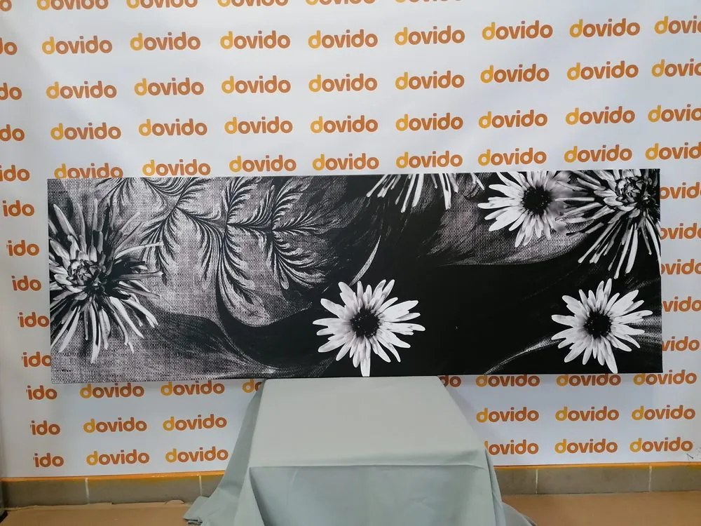 Stampa su tela – Fiori su sfondo in bianco e nero