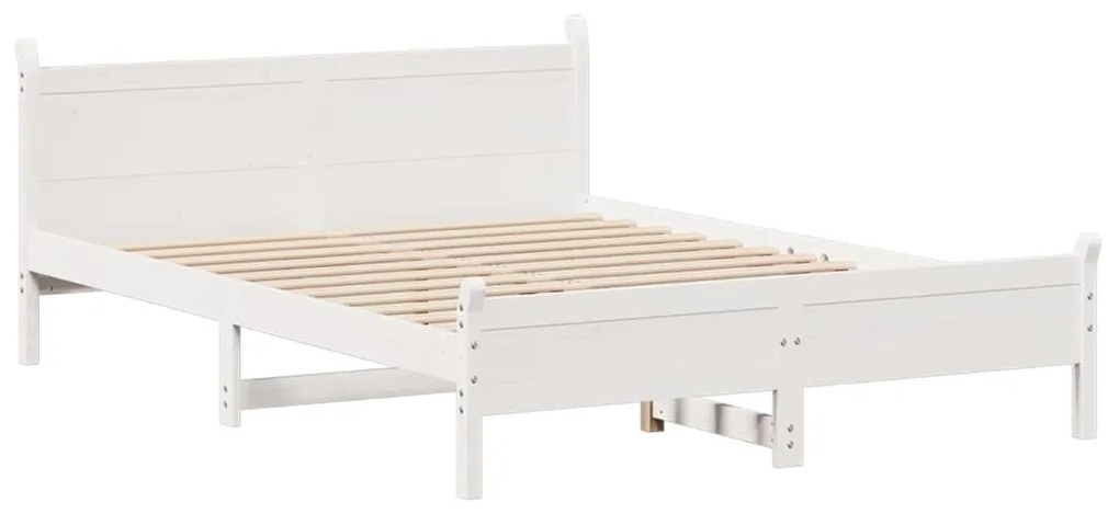 Letto senza materasso bianco 150x200 cm legno massello di pino