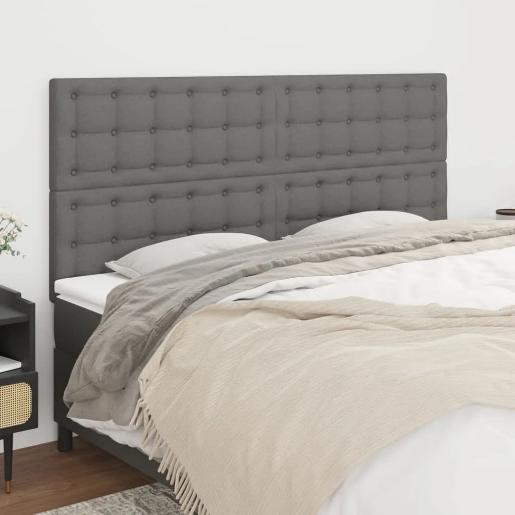 Testiera 4 Pz Grigio Scuro 80x5x78/88 Cm İn Tessuto /