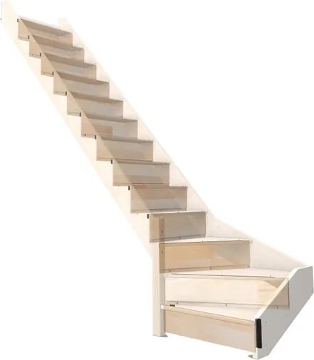 Scala 1/4 di giro in basso a sinistra Nostra BURGER, struttura in legno faggio naturale, gradini in legno faggio naturale