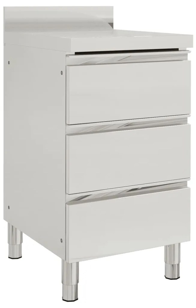 Mobiletto Da Cucina Commerciale Con 3 Cassetti İn Acciaio Inox /