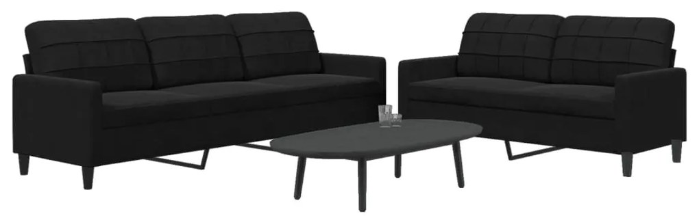 Set Di Divani 2 Pz Con Cuscini Nero İn Velluto /