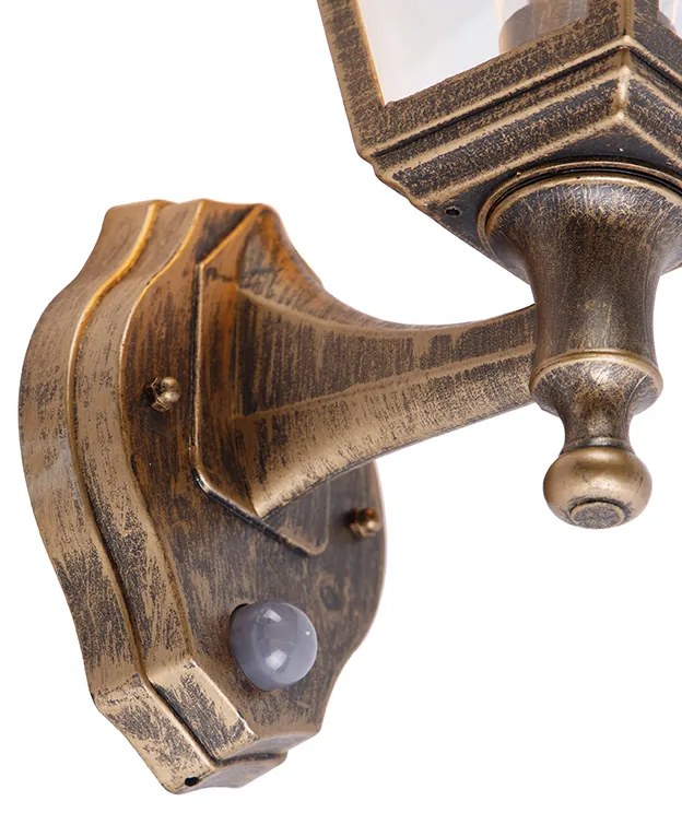 Lampada da parete antica dorata IP44 con sensore di movimento - Capital