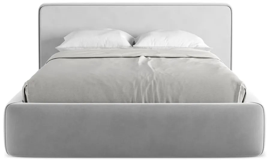 Letto matrimoniale imbottito grigio con contenitore con griglia 140x200 cm Kiana - Makamii