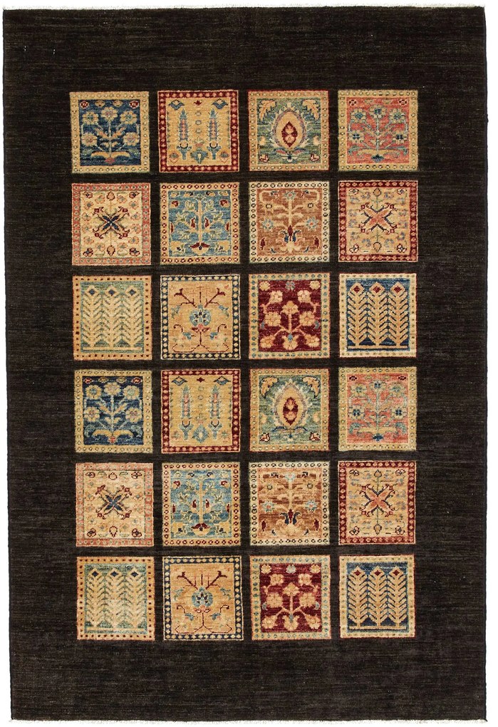 Bakhtiar Tappeto 120 x 190 Nero (Pakistan) Annodato A Mano