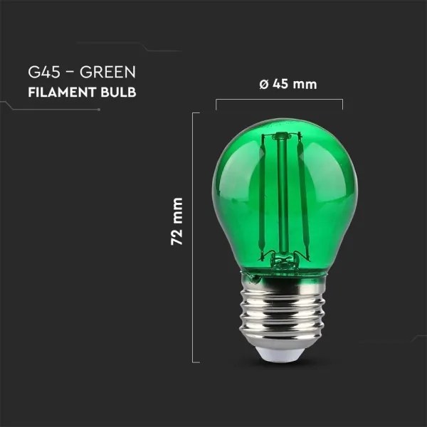 Lampadina LED FILAMENT G45 E27/2W/230V verde