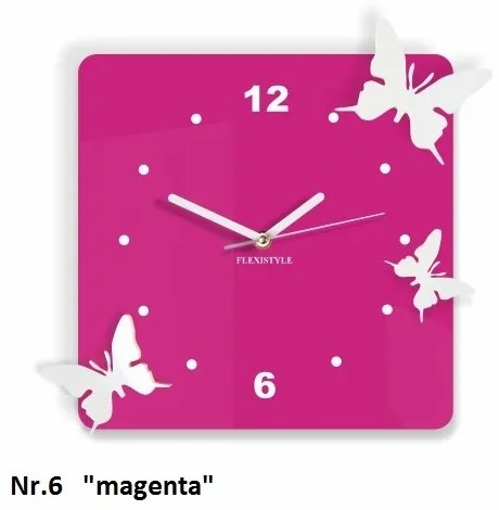 Orologio da parete con farfalle Rosa