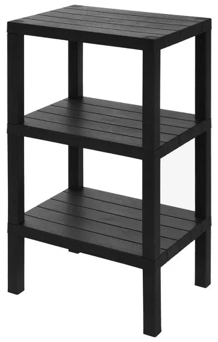 Scaffale bagno 3 ripiani nero effetto legno in kit montaggio Buzz