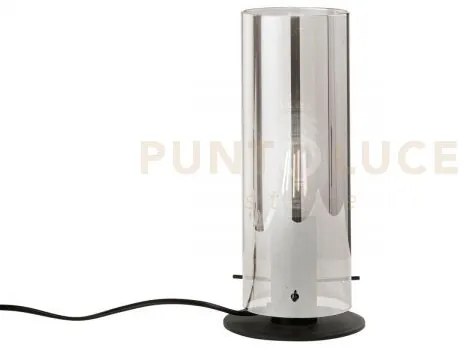 Lumetto magic nero e fume' 1 luce attacco e27 13x13x23cm in vetro e...