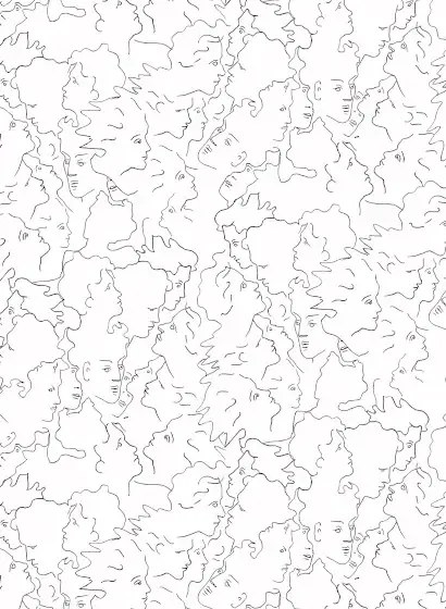 Lelievre Carta da parati Ressemblance - Ivoire /Noir