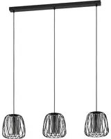 Lampadario Industrial Floresta 3 Luci Acciaio Nero