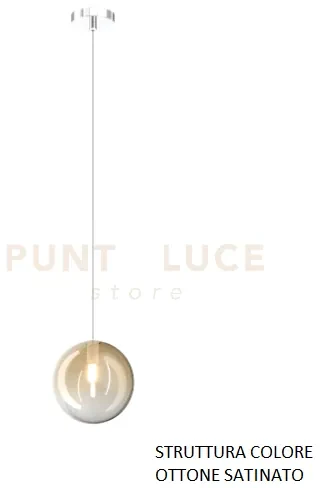 Sospensione ottone sat. 1 luce vetro ambra 1184os-s1-am