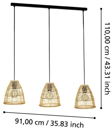 Eglo 43867 - Lampadario a sospensione AYESGARTH 3xE27/40W/230V