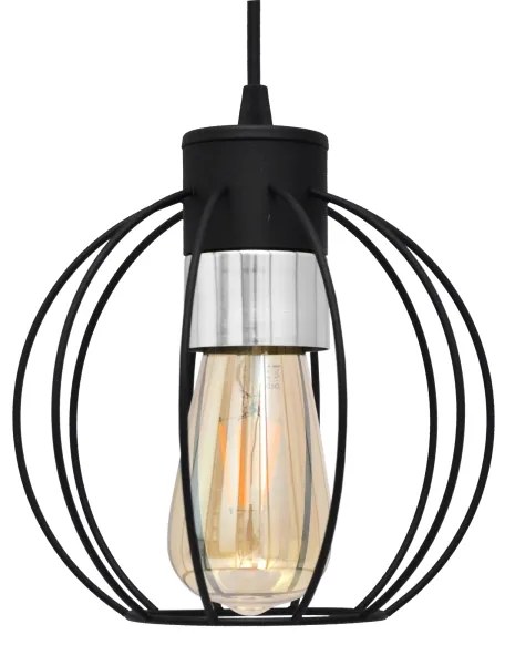 Lampadario a sospensione con filo STARLIGHT 1xE27/15W/230V nero/argento