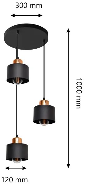 Lampadario a sospensione con filo EDISON 3xE27/15W/230V