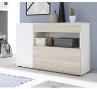 Credenza madia bianco lucido e rovere samoa, ZLCNICESMADRV