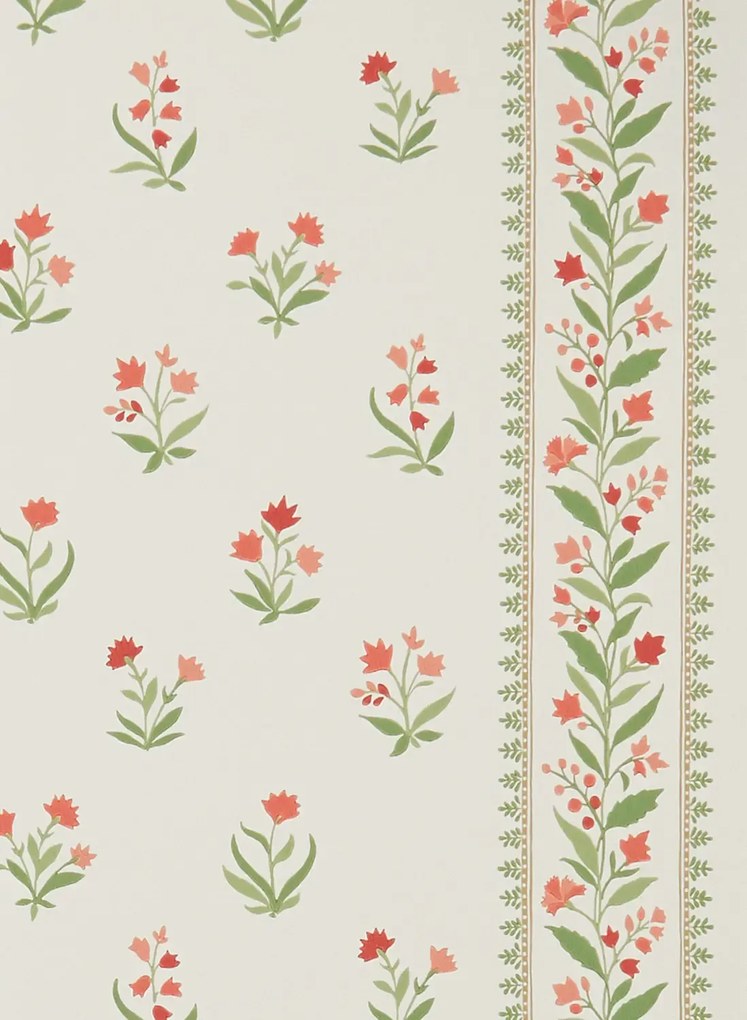 Nina Campbell Tapete Petit Dapuri - Coral/ Sage
