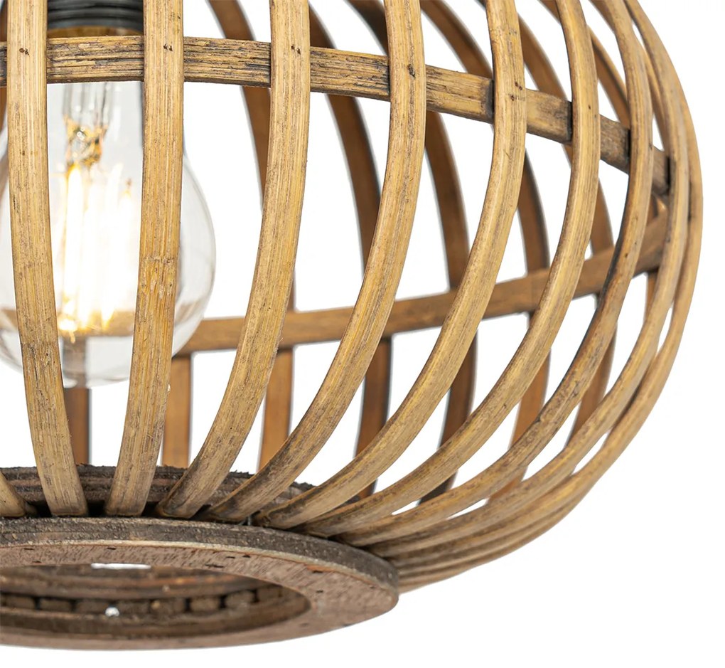 Lampada a sospensione orientale in bambù 3 luci rotonda - Amira