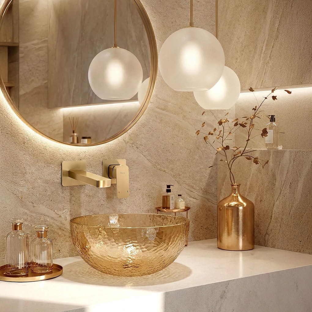 Rubinetto da parete REA Arlo Brush Gold