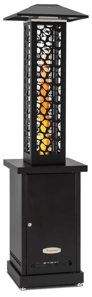 blumfeldt Heat Hunter, stufa a pellet per terrazzo, 12,2 kW, portatile, acciaio inox, nero