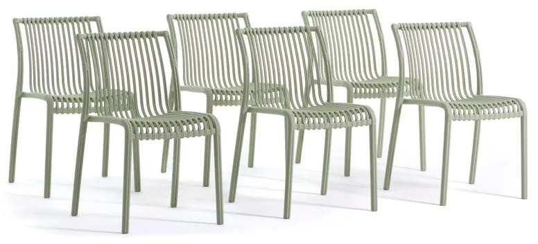 Set di 6 sedie da giardino in polipropilene Athena NEW GARDEN, colore verde salvia