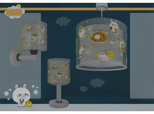 Dalber 41769E - Lampada da parete per bambini KAWAII FRIENDS 1xE27/15W/230V grigia