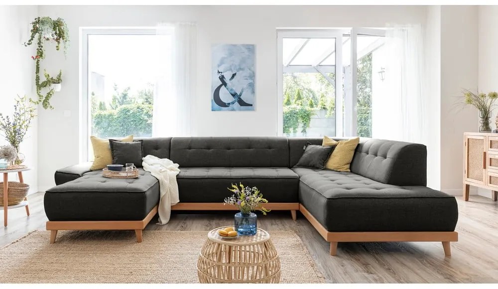 Divano letto a U grigio scuro, angolo destro Dazzling Daisy - Miuform