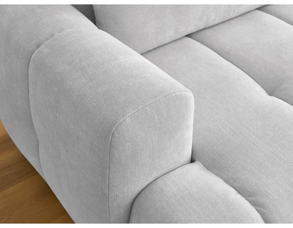 Divano angolare grigio chiaro allungabile e con contenitore (penisola a destra/chaise lounge) Fuji – Bobochic Paris