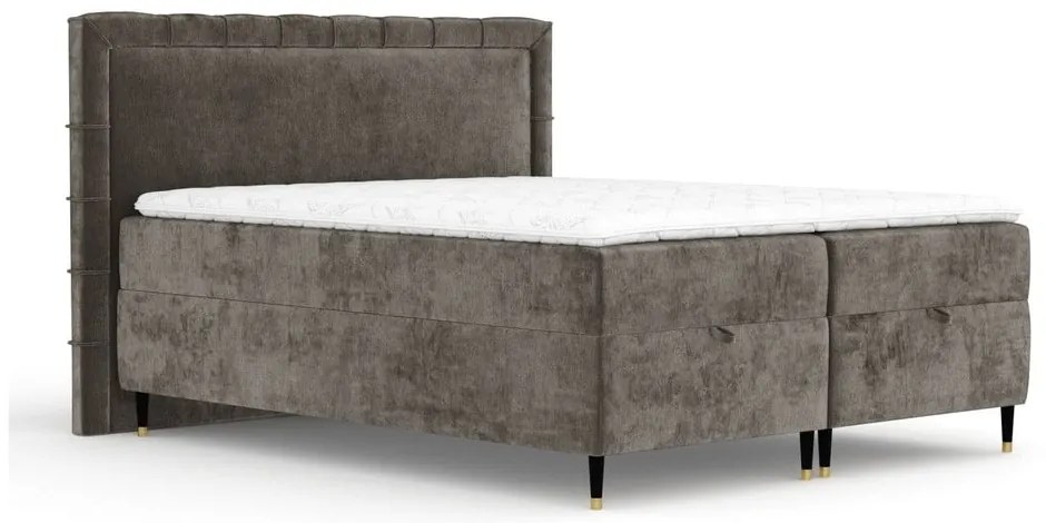 Letto boxspring grigio scuro con spazio contenitivo 180x200 cm Voyage - Maison de Rêve
