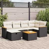 Set Divani da Giardino con Cuscini 7pz Nero Polyrattan 3325920