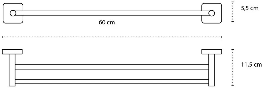 New Line N2 Portasciugamani 60 Cm Doppio In Acciaio Inox Cromo